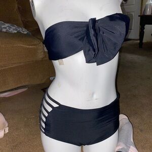 Elegant Black Bow Bandeau Bikini